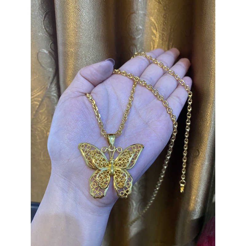 Kalung Emas Kalung Wanita Lapisan Emas 24K Kupu Kupu Perhiasan Aksesoris Wanita / Import Premium