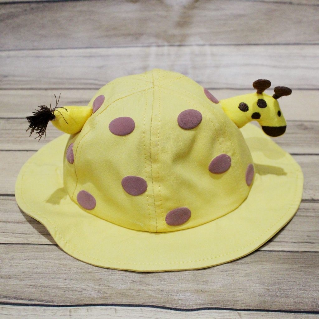 Topi Bucket Anak Motif Jerapah Face Shield Anti Virus Topi Giraffe Pelindung Wajah