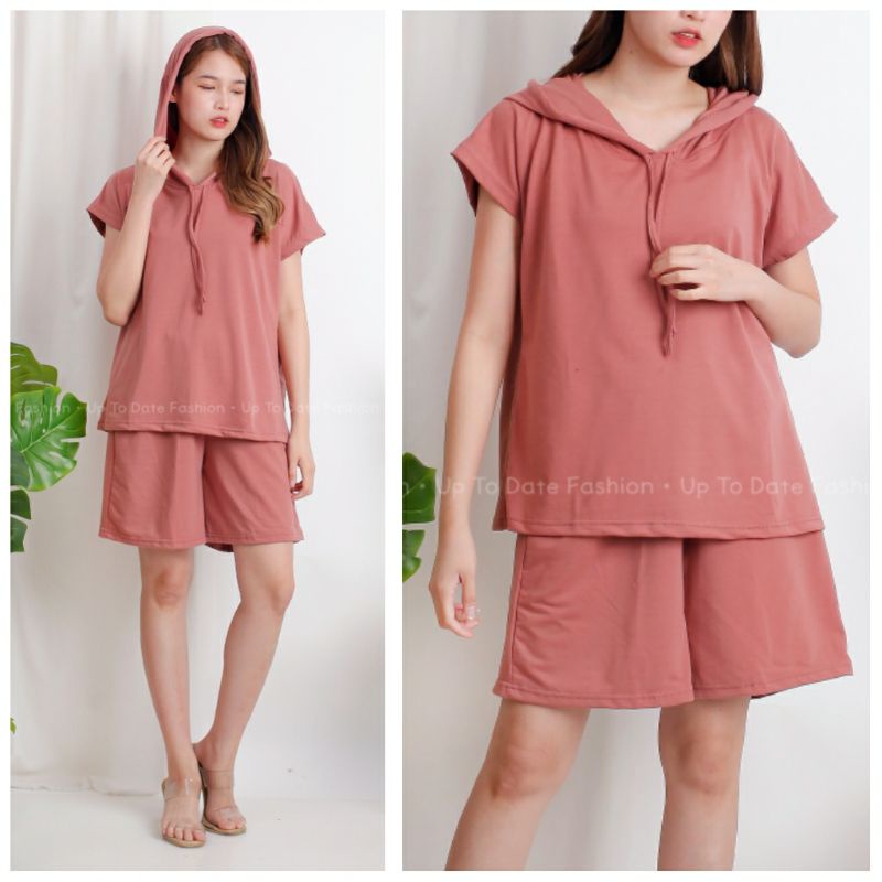 Set Corry - setelan celana pendek - setelan hoodie - setelan cewek - setelan wanita