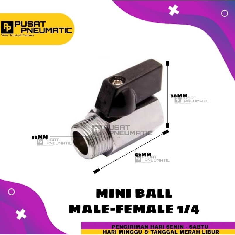 Mini Ball valve Male Female 1/4" inch Import Quality