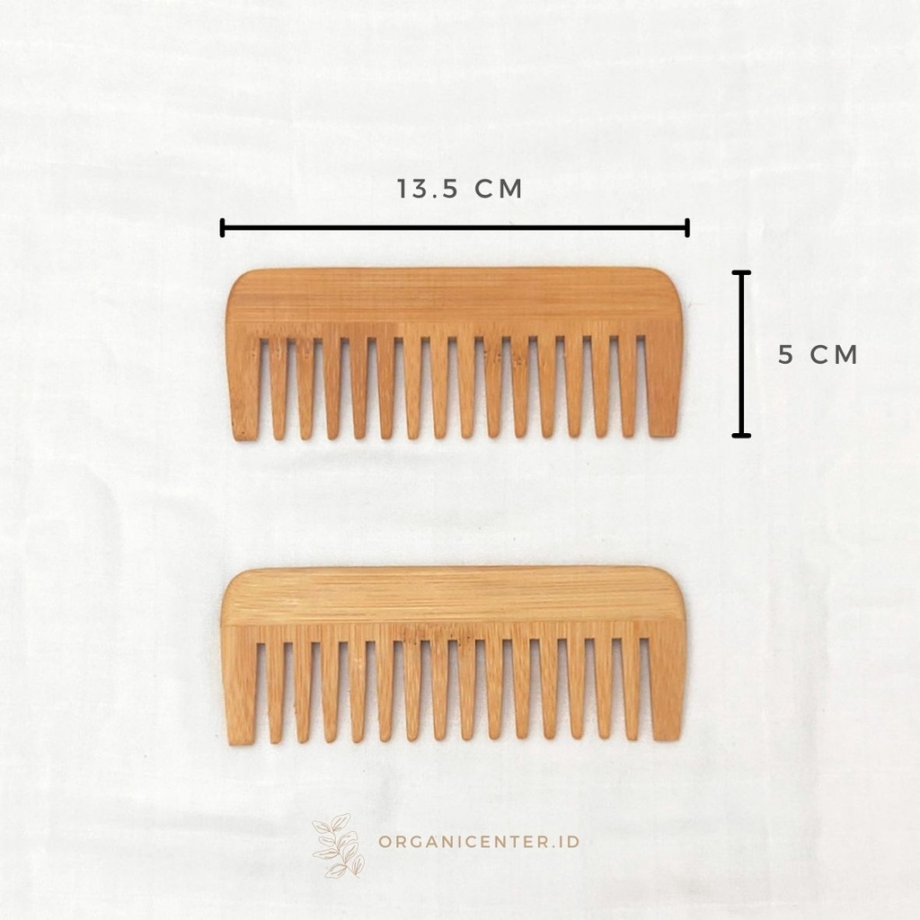 Sisir Bambu Lebar Wooden Comb Wide Tooth Ramah Lingkungan Kayu Bamboo Eco Friendly Estetik Alami Natural Terapi Pijat Kepala Rambut