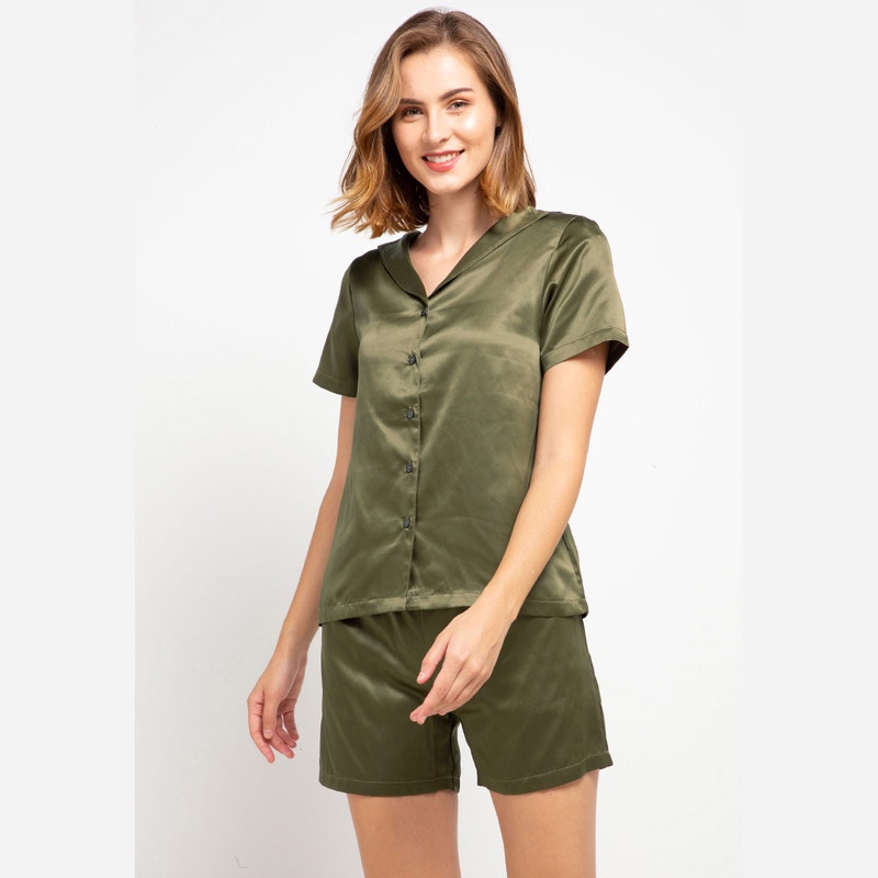 Anne Wintours Pyjama Set Satin Short Sleeve Short Pants Sleepwear Wanita