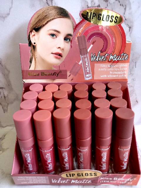 PROMO H/BOX LIP GLOSS VELVET MATE KISS BEAUTY WARNA NUDE | CHOCOLATE MATTE