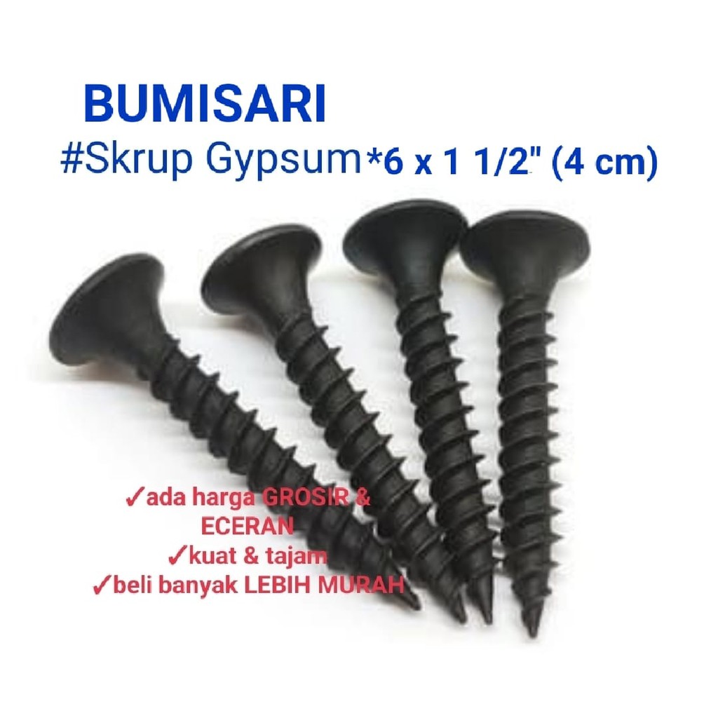 SKRUP GYPSUM / GIPSUM 6 X 1 1/2 (4 CM) / - per DUS isi +/- (800) PCS