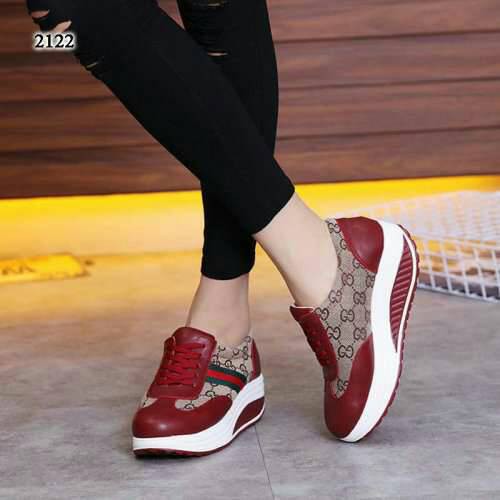 *KUALITAS TERBAIK*        sepatu kets gucci wedges wanita cewe mo 07 maroon        {Terlaris}