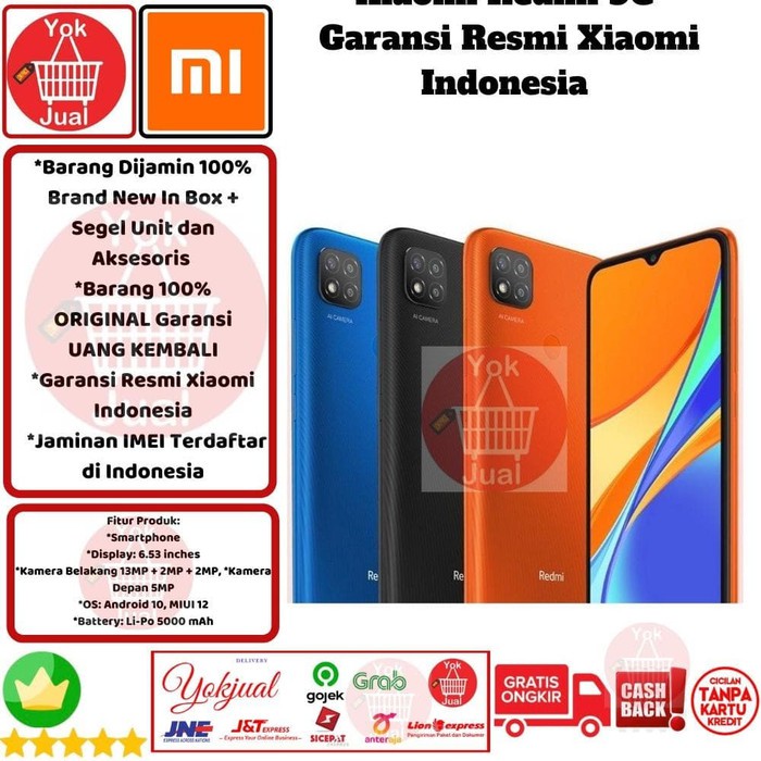 Xiaomi Redmi 9C 4/64 3/32 4/64Gb 3/32Gb Orange-Grey-Blue Resmi - 4Gb 64Gb, Abu Bonus
