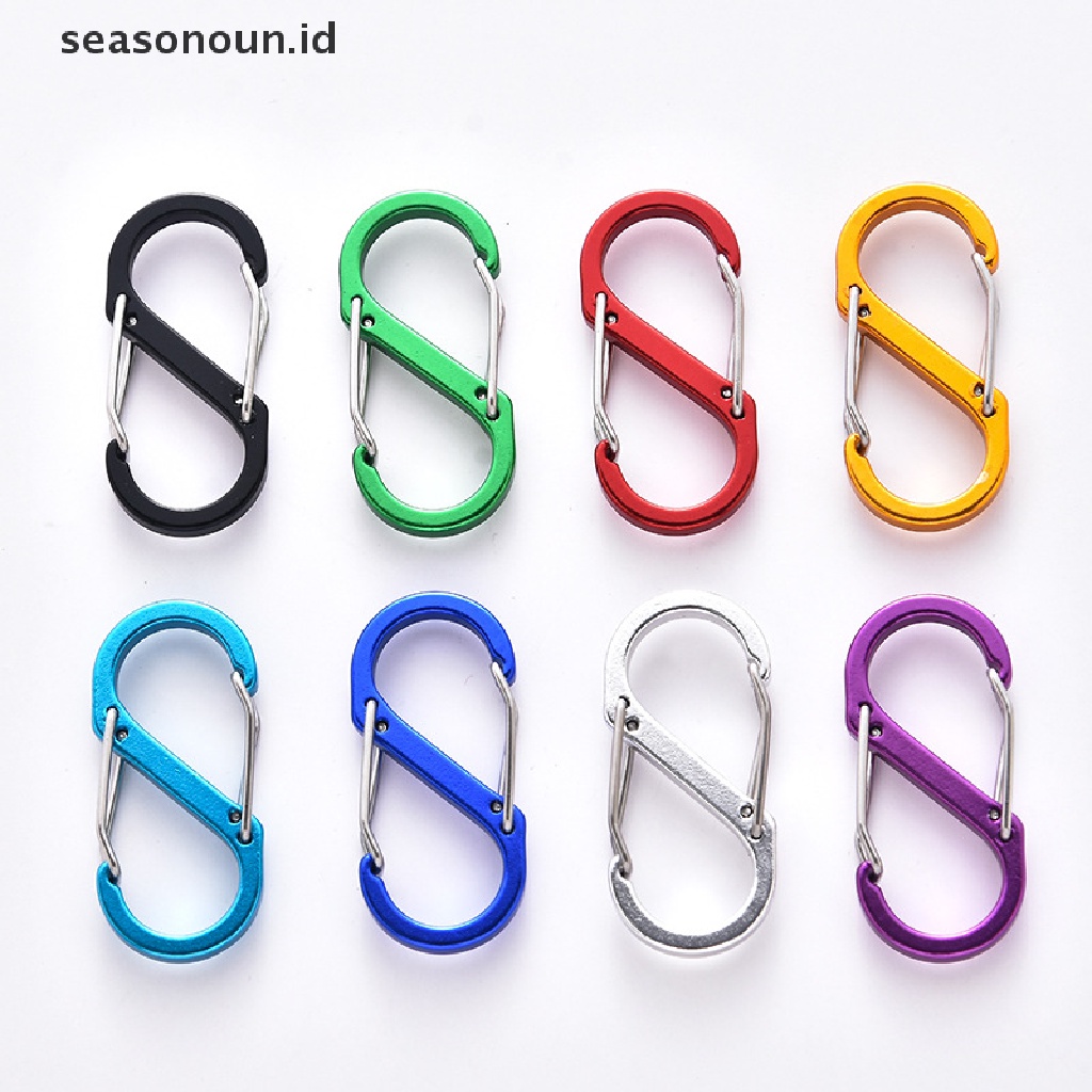(seasonoun) 8pcs Klip Carabiner Bahan Aluminum Alloy Untuk Outdoor