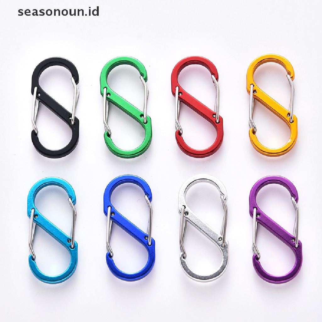 (seasonoun) 8pcs Klip Carabiner Bahan Aluminum Alloy Untuk Outdoor