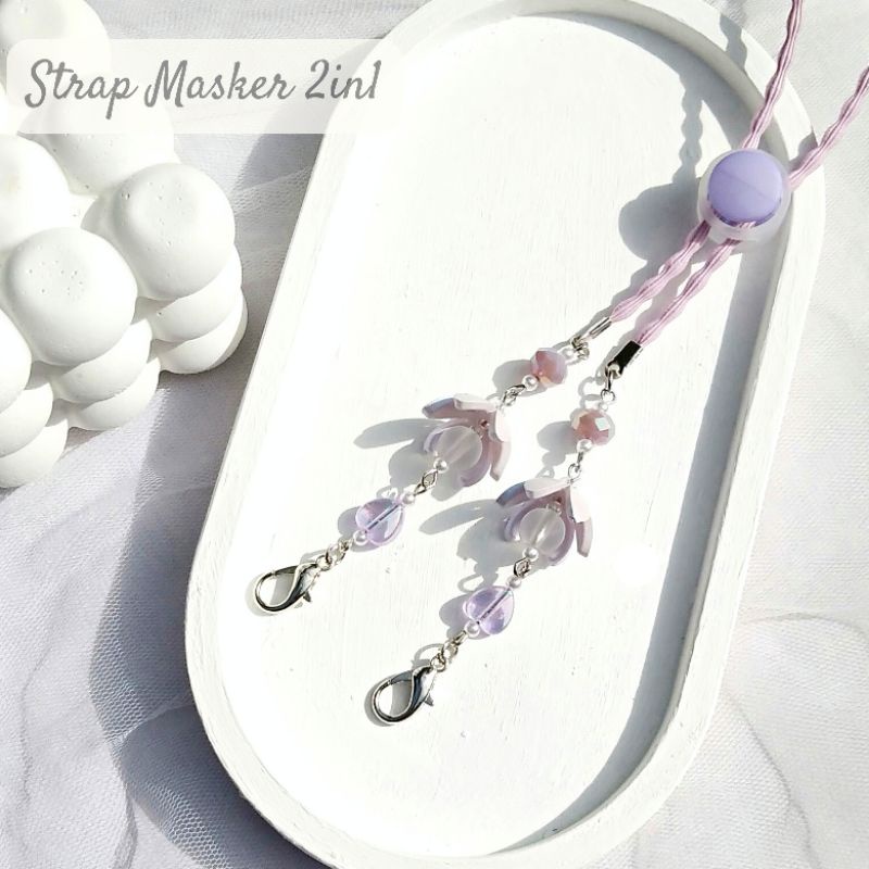 Strap Masker 2in1 by Lealia - Konektor Masker Hijab - Strap Masker Premium Motif Bunga - Konektor Ma