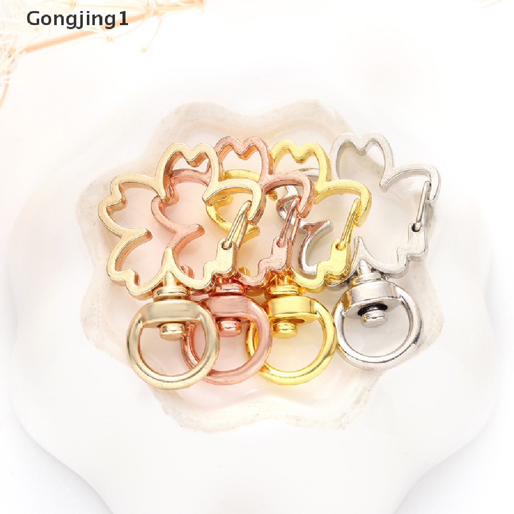 Gongjing1 10pcs Gantungan Kunci Bentuk Bunga Sakura Hollow DIY