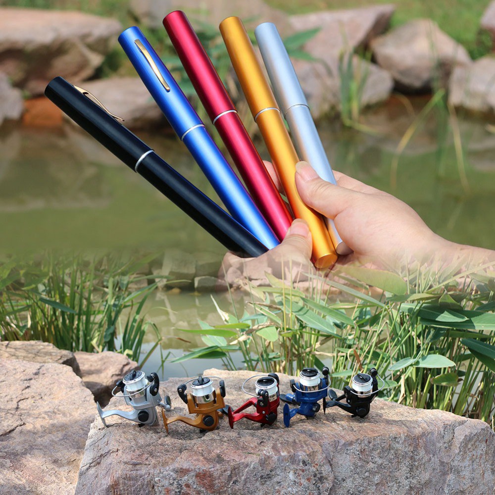 Sougayilang Gaya Baru Aluminium Alloy Pocket Pen Shape Fishing Rod Pole dengan Reel Combo Joran Pancing pancingan set lengkap