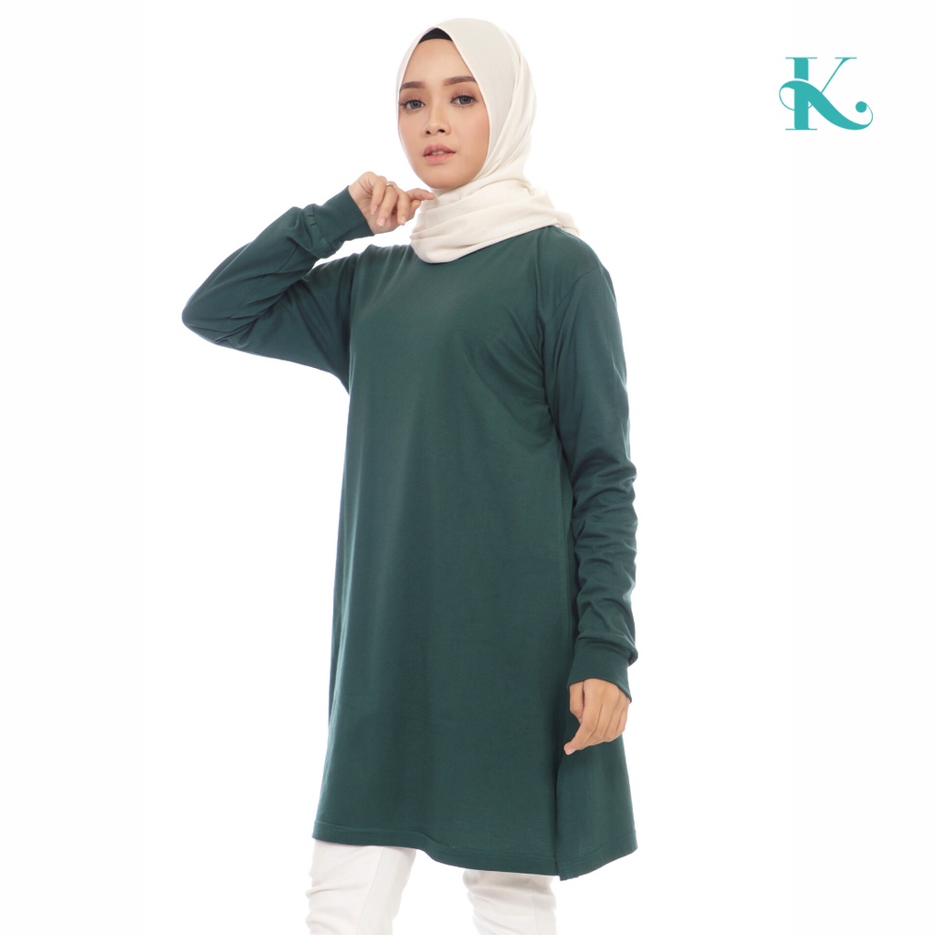 TUNIK WANITA POLOS KATUN PANJANG HIJAU BOTOL BY KADISA