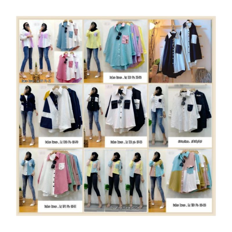 Kemeja Wanita Casual Lengan Panjang Jumbo Oversize Korean Style Linen Premium