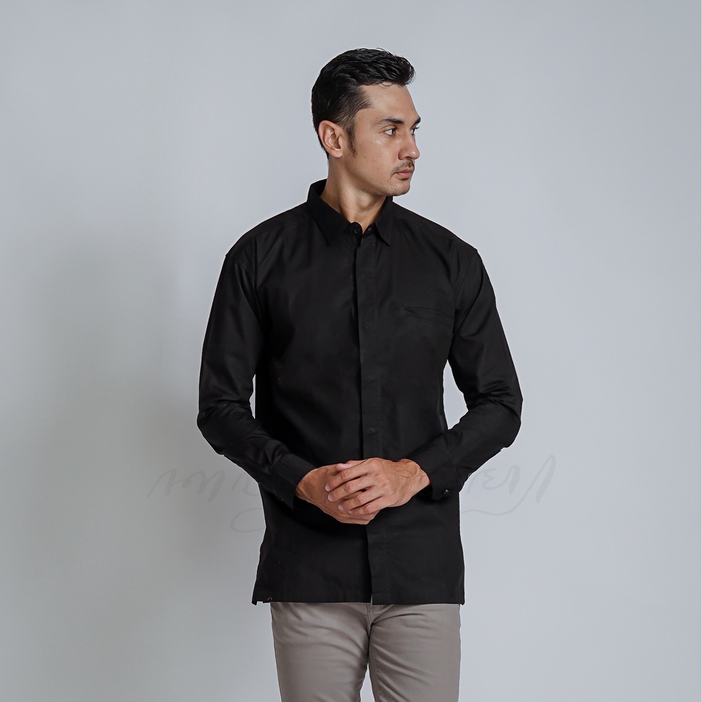 Kemeja Kanjeng - Kemeja Pria Polos Premium Original - Full Black