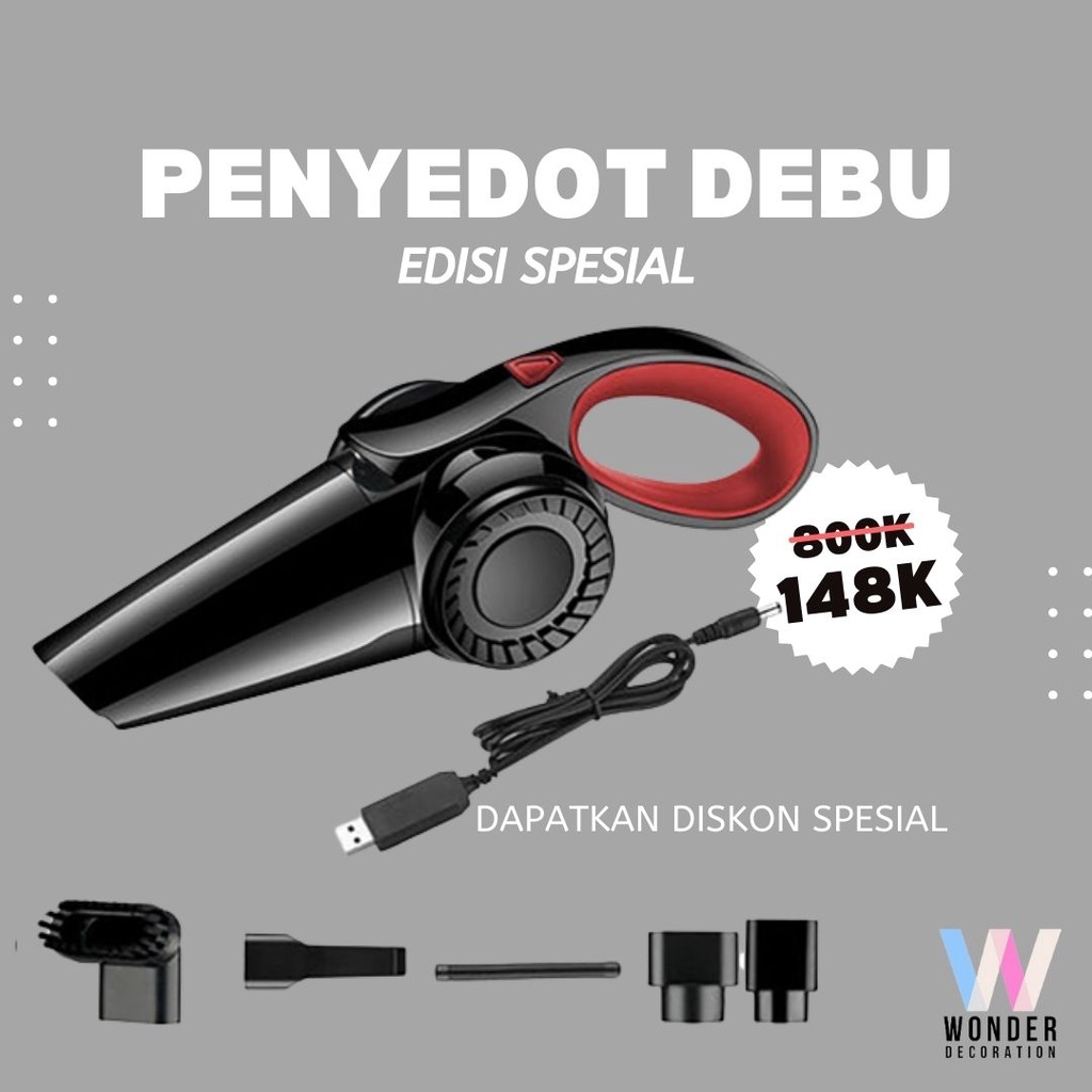 Handheld Vacuum Cleaner Wired Penyedot Debu Mobil 120W 12V 4500PA Alat Penyedot Debu -Wonderdekorasi