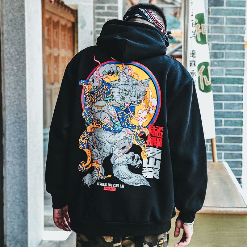 Hoodie Jepang Catana Limited Edition / Sweater NEKOCHA HOOD KUCING HITAM