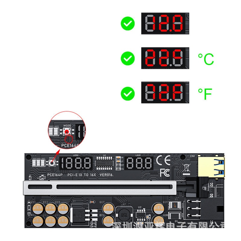 Vivi VER 016pci-E Riser PCI-Express Extension Adapter Card 1X Ke 16X Led Suhu RGB USB Led Untuk Tambang Kartu Grafis