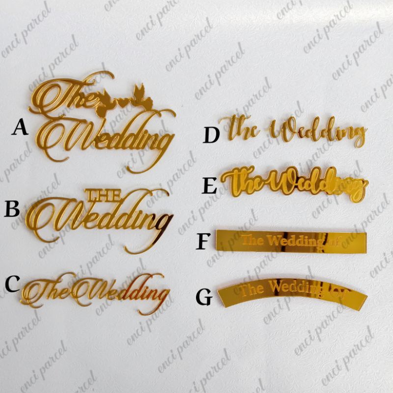 the  wedding AKRILIK GOLD  1 / 2 baris grafir cutting sepasang burung autumn lengkung kotak