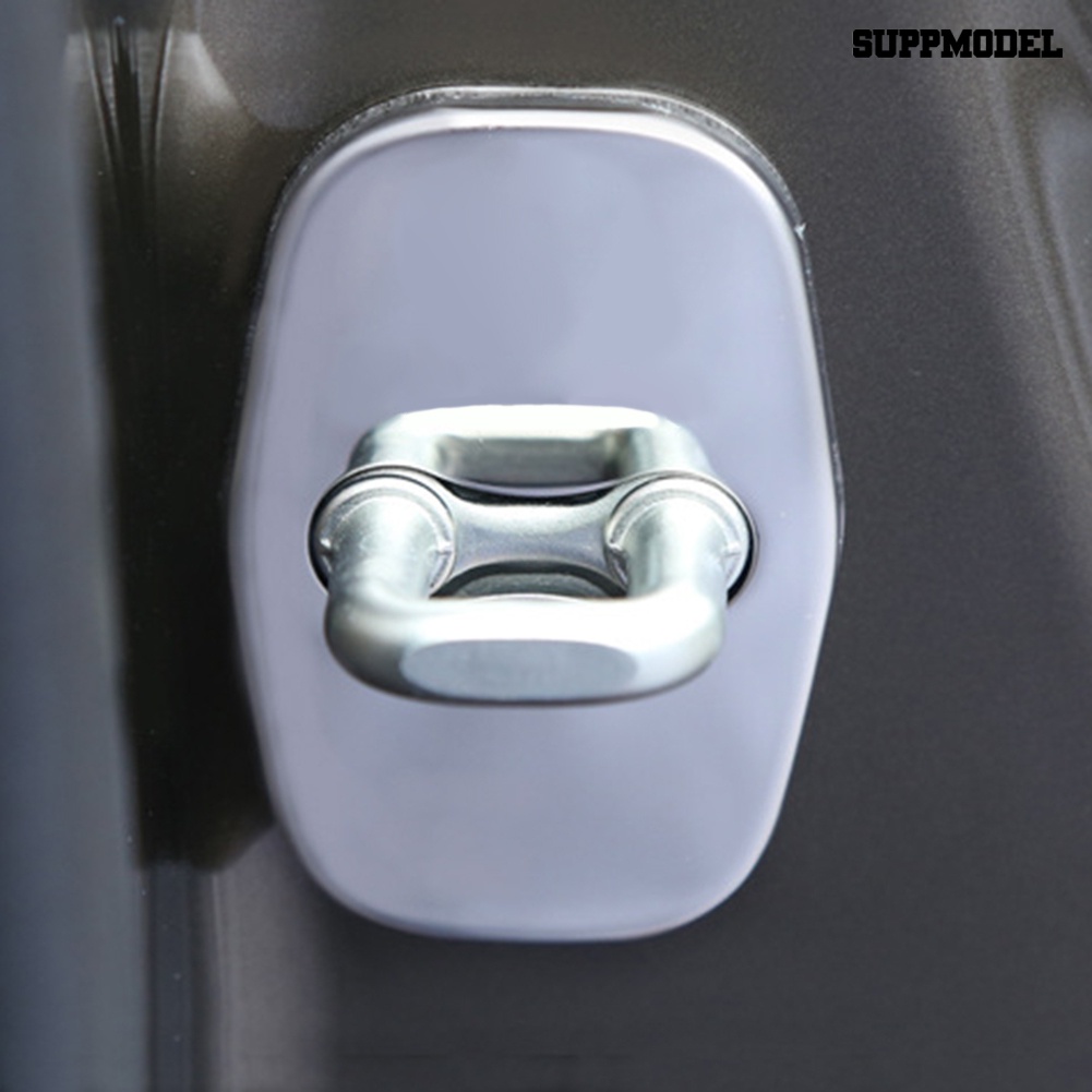 4pcs Stiker Cover Kunci Pintu Mobil Bahan Stainless Steel Untuk Peugeot 301 / 308 / 407 / 508