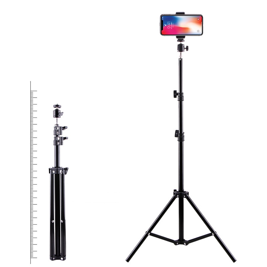 Tripod Handphone 2 Meter Besi Plus Mini ball head Free Holder Hp Free Tomsis Remote Bluetooth-3