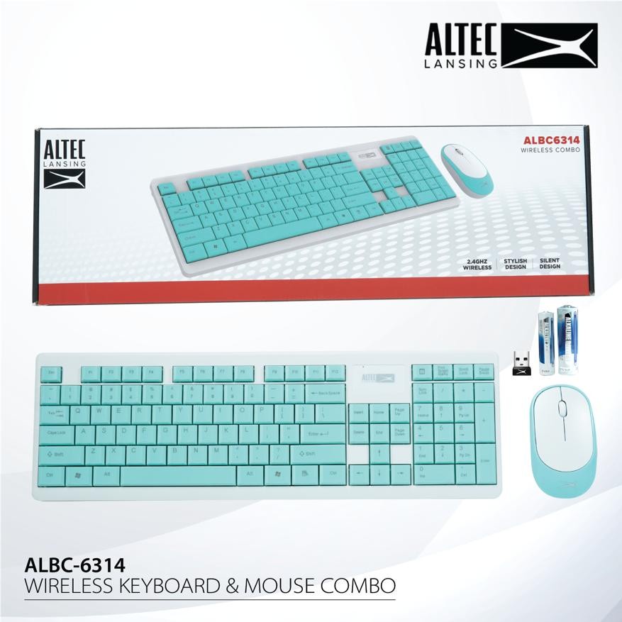 Keyboard Mouse Wireless Altec Lansing ALBC-6314 Silent Blue