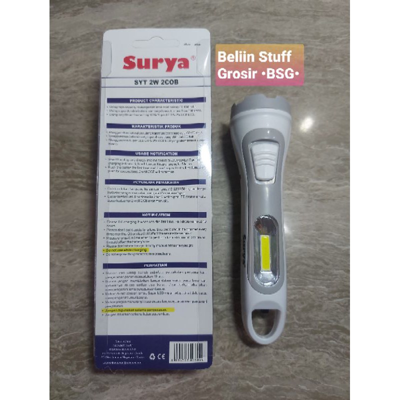 Senter tangan Cas Surya SYT 2W 2COB, Senter Rechargeable LED Light/ Emergency Lamp