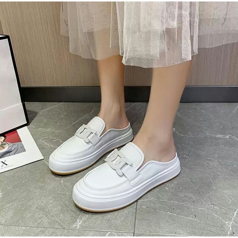 AGI7763 Sepatu Slip On Wanita Fashion Import Leather Half Ready Jakarta Bisa COD (With Box)