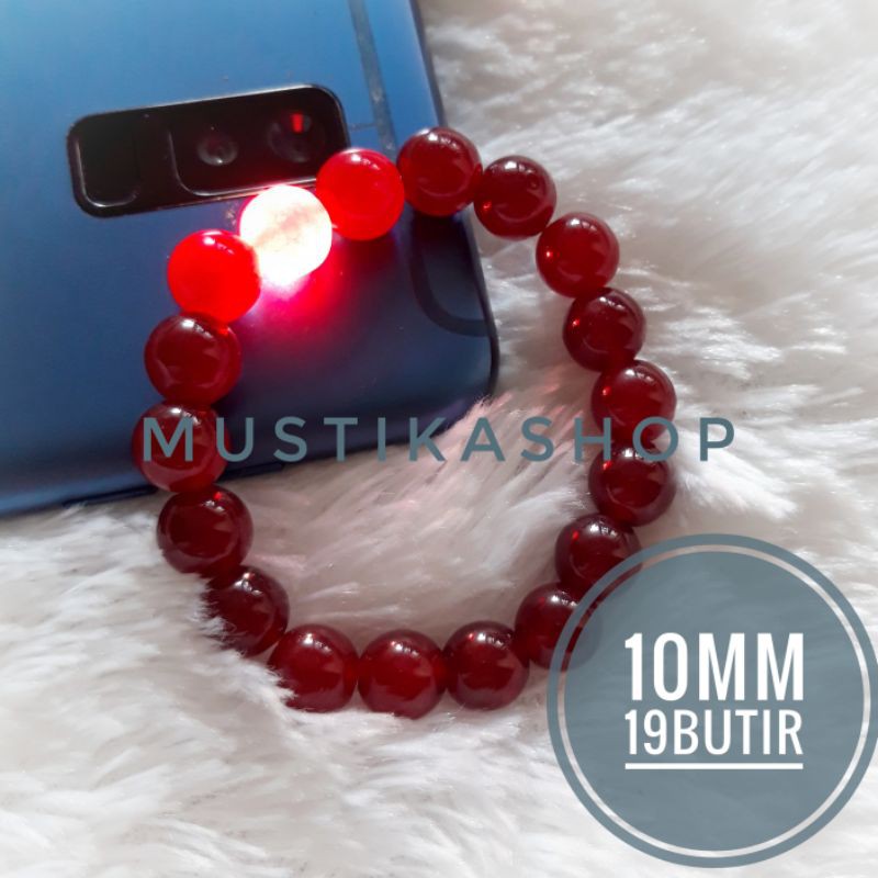 Gelang Giok Aceh Merah Maroon 10mm Import Asli Fashion Pria/Wanita