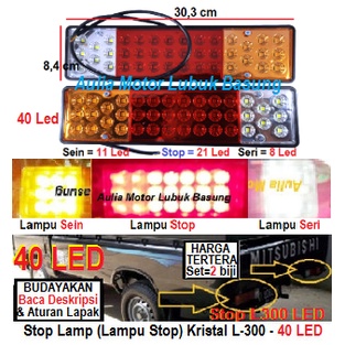 lampu stop lamp stoplamp belakang kristal cristal 40 buah bohlam led mitsubishi l300 pic up - set