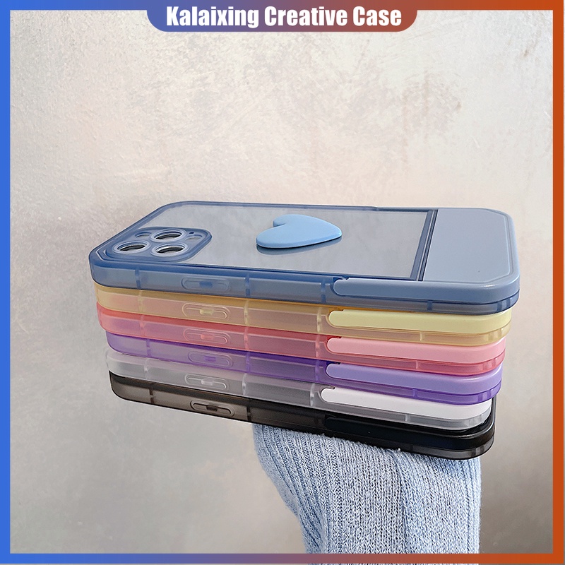 Case Transparan Motif Hati Dengan Holder Untuk iPhone 13 ProMax X XS XR 11 Pro Max 12 12Pro 12ProMax