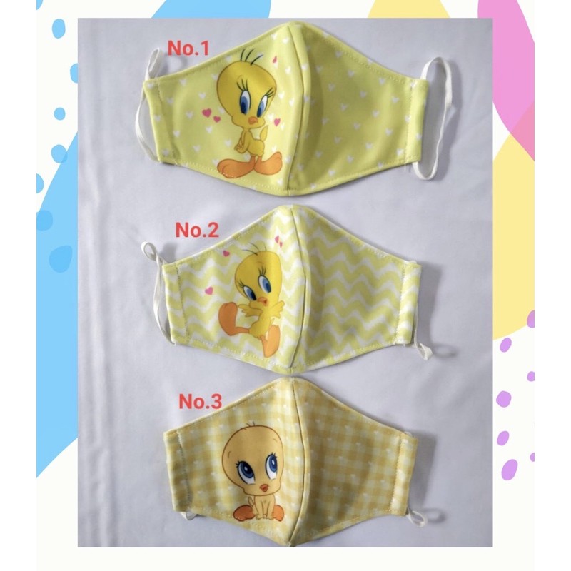 Masker nonmedis kain hijab nonhijab karakter tweety lucu murah