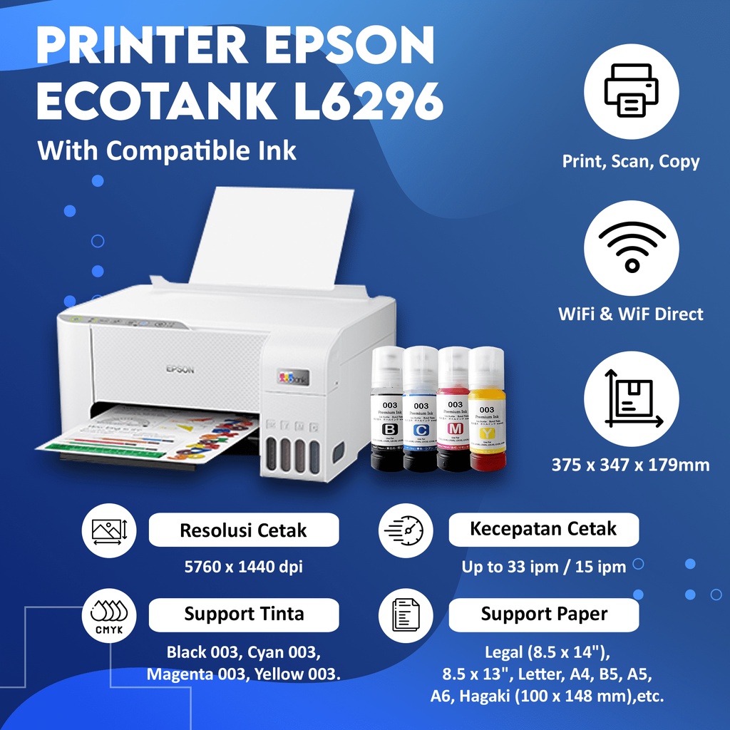 Printer Epson L3250 Black / L3256 White WiFi All in One Printer Wireless L-3250 L-3256 Print Scan Copy Pengganti L3150 Borderless printing up to 4R