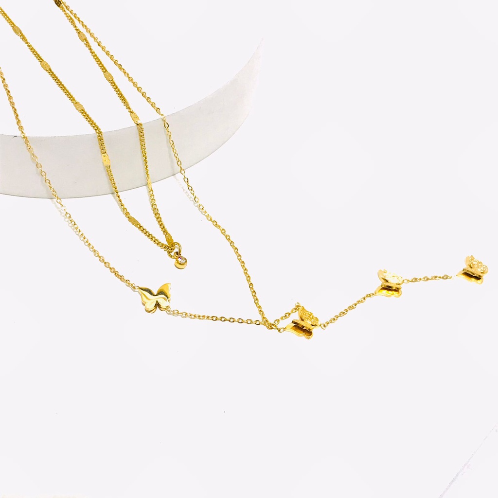 Kalung Titanium 2Layer Wanita Lapis Emas Anti Karat KT-100