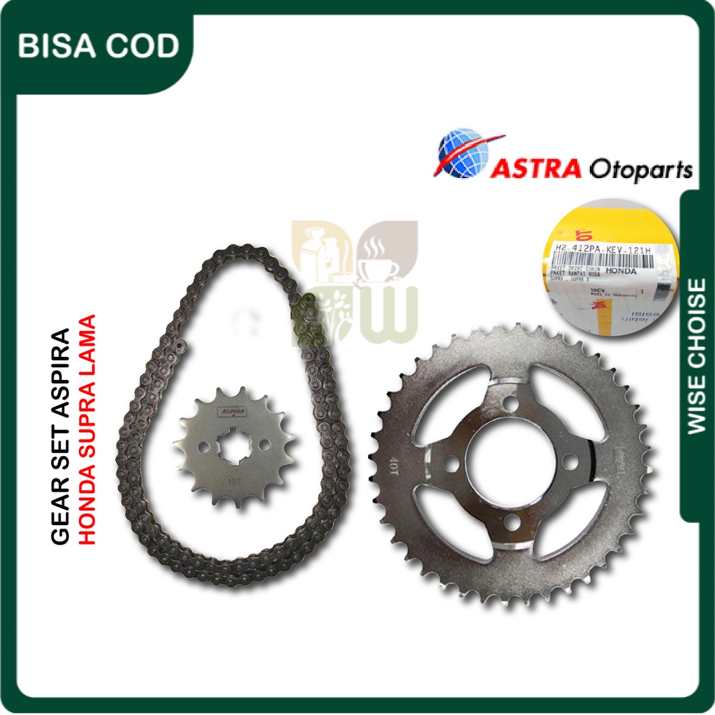 ASPIRA Gear Set Supra x lama Gear Depan Belakang Rantai Girset 428H