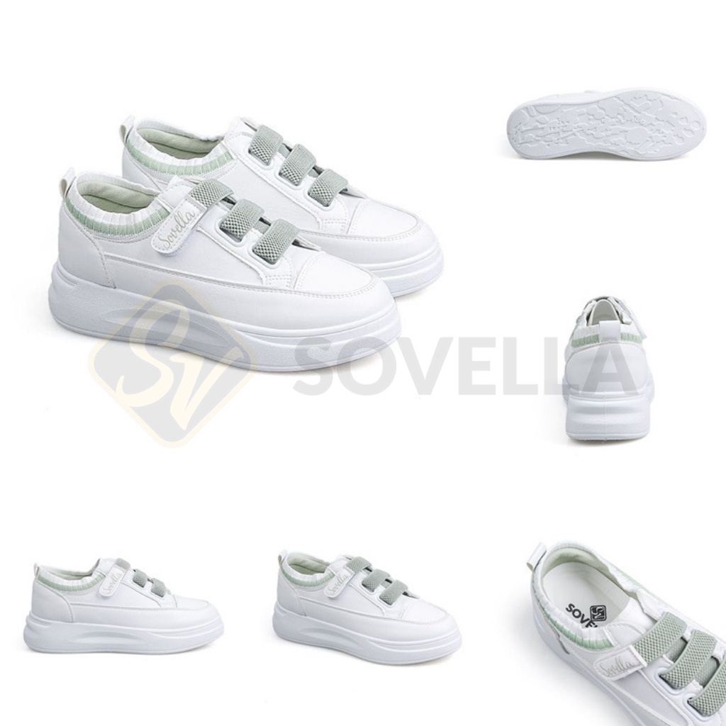 SOVELLA Joice Sepatu Sneakers Simple Putih Abu-Abu Wanita Import-7