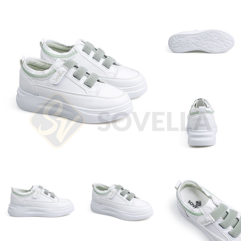 SOVELLA Joice Sepatu Sneakers Simple Putih Abu-Abu Wanita Import-5