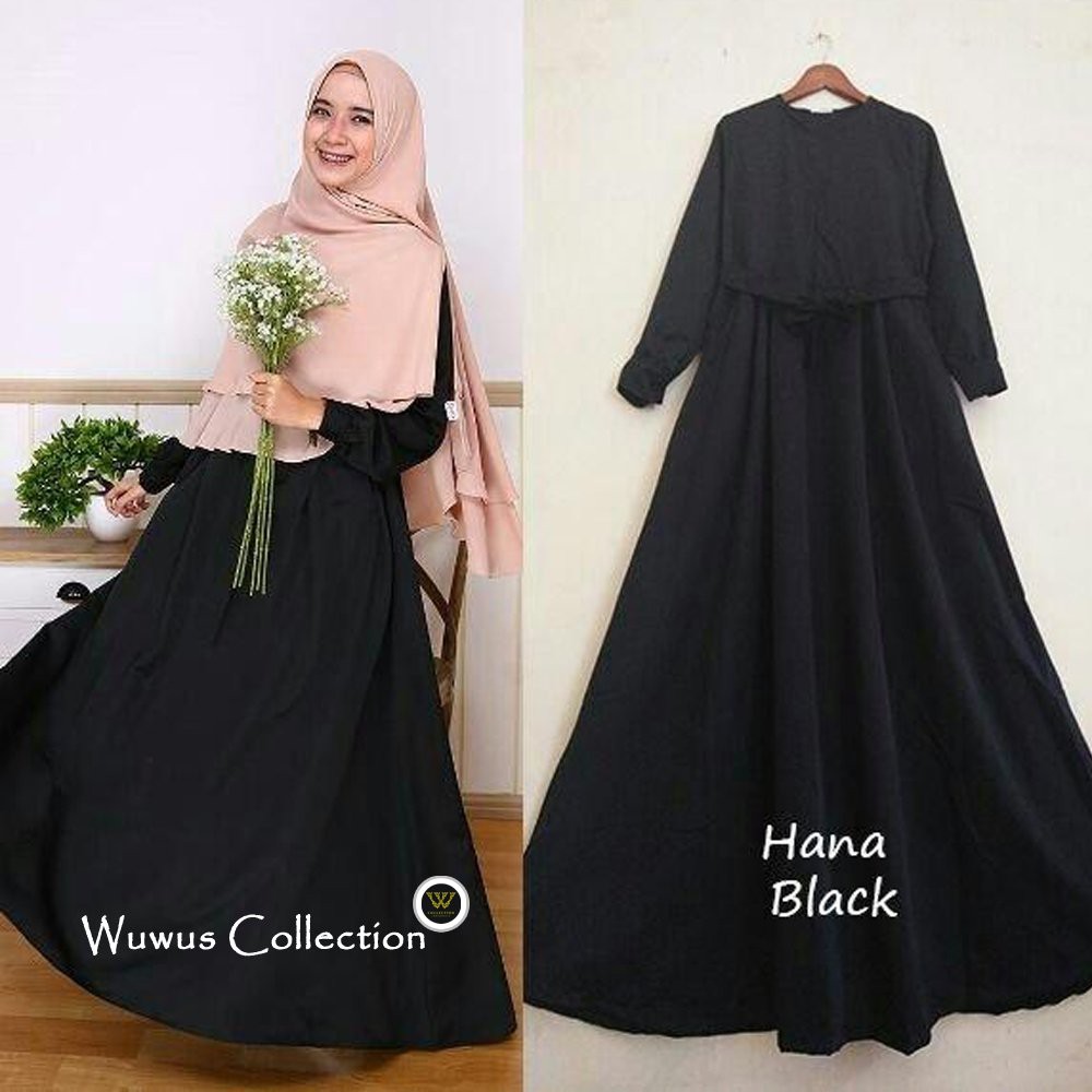 WUWUS NEW PRODUCT Gamis Polos Bahan Balotelli Halus Adem Model Payung Ritsleting Depan Busui