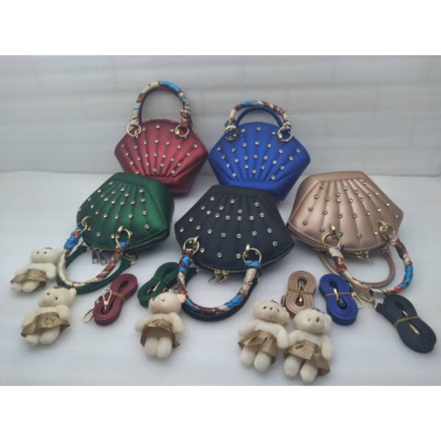 TAS JELLY MATTE KERANG DIAMOND UK 23cm FREE SYALL & BONEKA