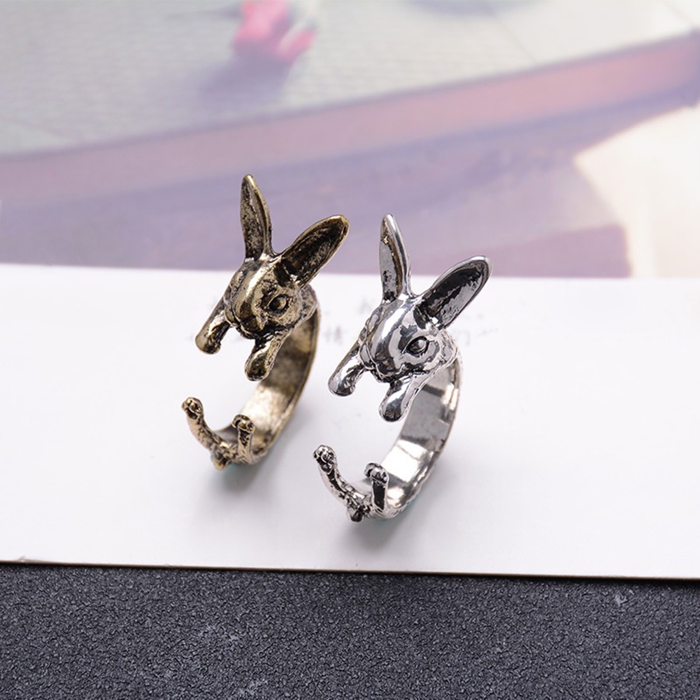 Hu Hu Hu Hu Hu Alat Bantu Pasang Kacamata♡ Cincin Model Terbuka Desain Kelinci Gaya Vintage Untuk Hadiah Ulang Tahun
