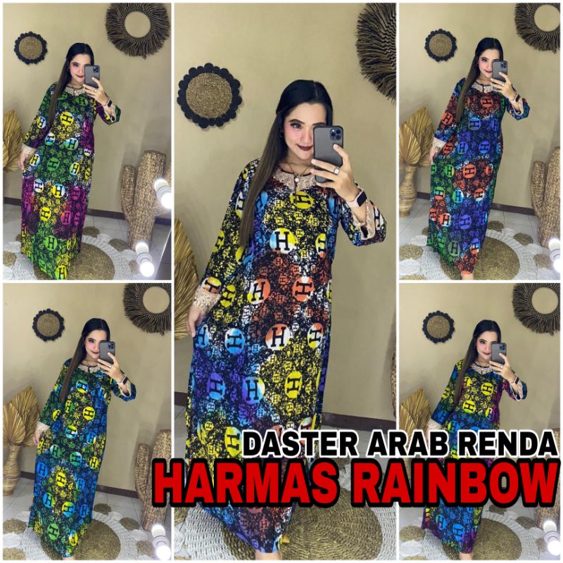 LONGDRESS RENDA HARMAS RAINBOW DASTER WANITA  DASTER KEKINIAN  DASTER PANJANG DASTER RENDA  DASTER ARAB RENDA