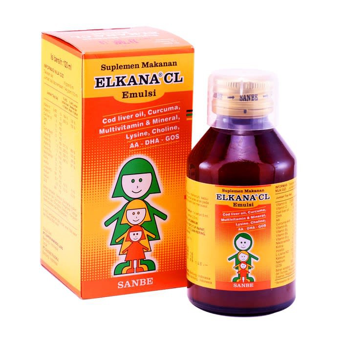 ELKANA CL Syrup Emulsi 120 ML - Suplemen Multivitamin Kalsium Masa Pertumbuhan Kehamilan Menyusui dan Vitamin Anak Sirup