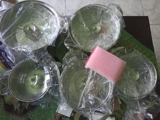Panci Kukusan 1 Set High Pot 5 Pcs Steamer Stainless Steel Tutup Kaca