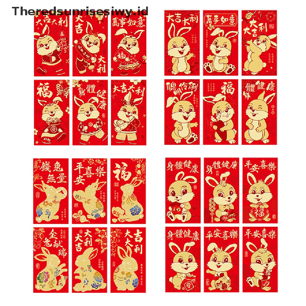 # Alat Rumah Tangga # 6pcs Amplop Angpao Motif Kartun Warna Merah Untuk Festival Musim Semi