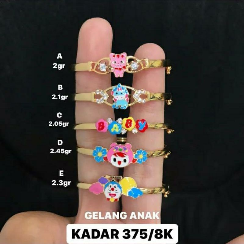 Gelang Kolong Emas Anak - Gelang Emas Kadar 375 - Toko Emas - Gelang Emas Asli- Perhiasan Gelang Ema