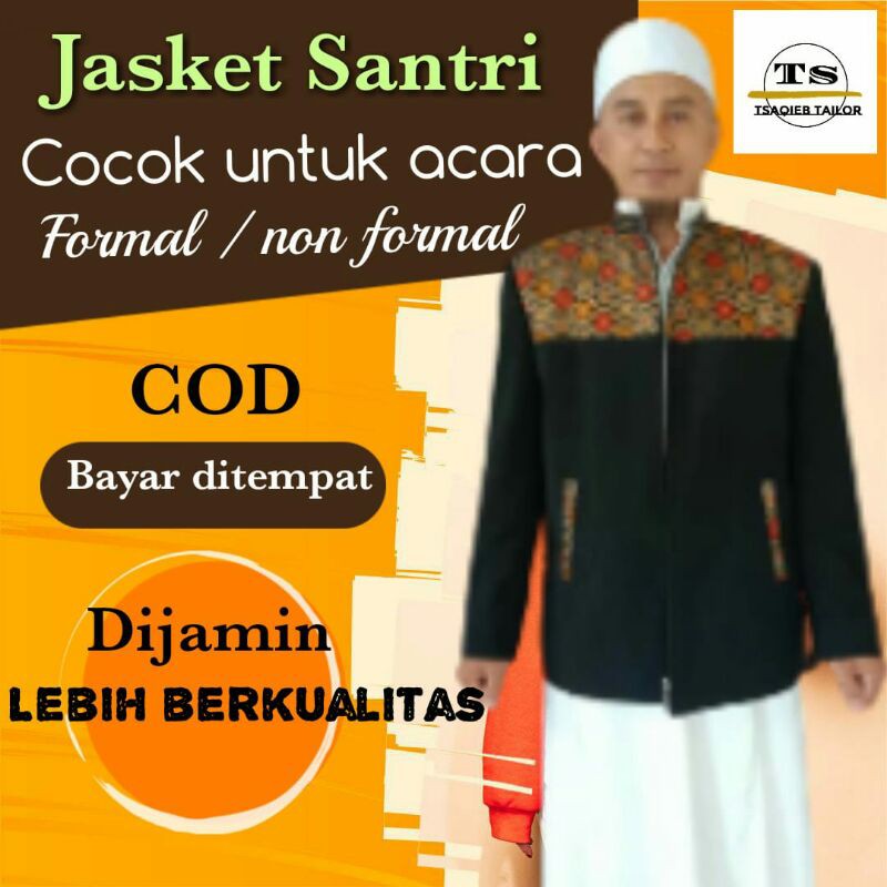Jasket Jas Santri Formal Pria Kombinasi Batik Prada