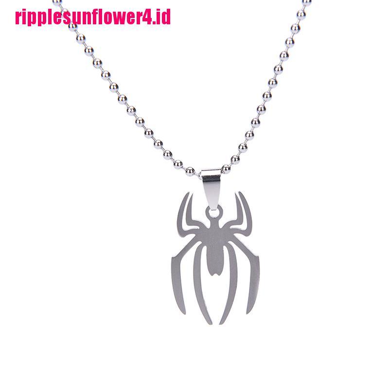 Kalung Rantai Dengan Liontin Laba-Laba Marvel Bahan Stainless Steel Untuk Wanita