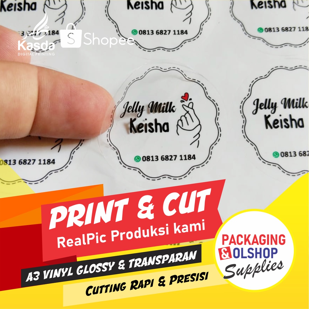 Jual Cetak Stiker Vinyl Glossy Transparan Stiker Logo Stiker Olshop