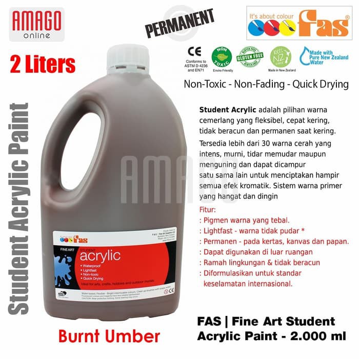 FAS - STUDENT ACRYLIC PAINT - 2 LITER - BURNT UMBER