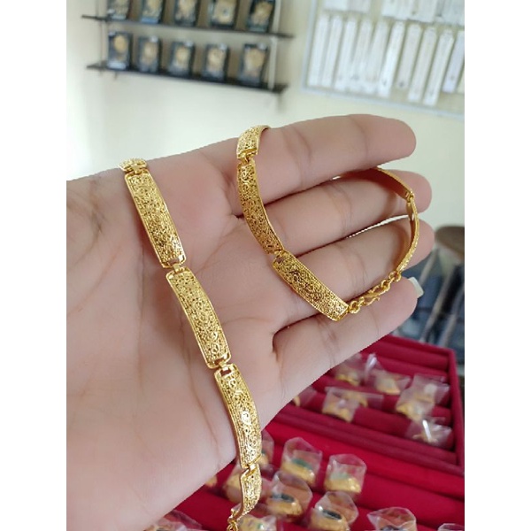 gelang pasir kuningan lapis emas