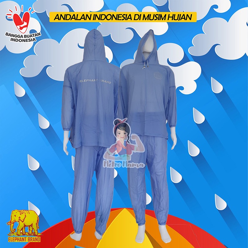Jas Hujan Setelan Jaket Celana Gajah Midi Elephant Brand/Mantel sauna/Jas Hujan Olahraga